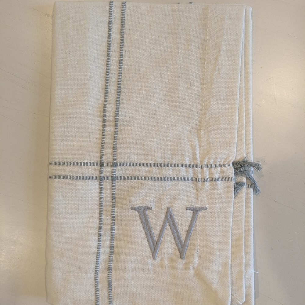 Linen Napkins with Embroidered "W"